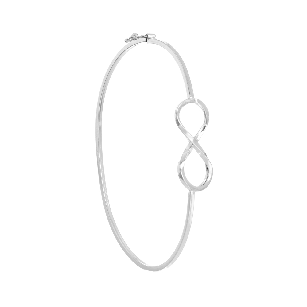 f925a0b61793d0ea4cec00fc94bde4f7.jpg Bracelete de prata 925 oval liso infinito com fecho trava - Imagem 1