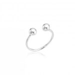 Anel de prata 925 falange ajustável duas bolinhas lisas