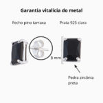 Brinco de prata 925 zircônia quadrada preta 8,0 mm - Imagem 3