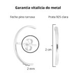 Brinco de prata 925 Ear Hook liso curvado com tarraxa 2,0 cm - Imagem 3