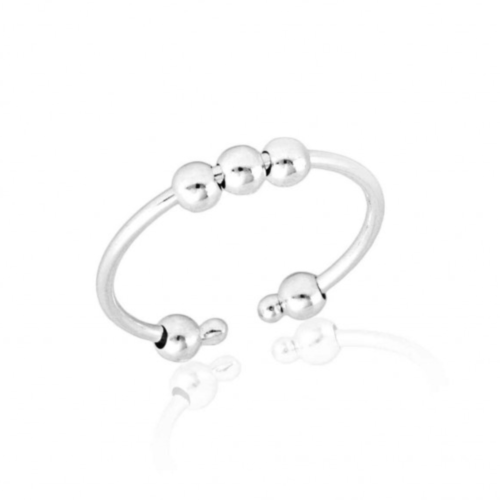 32f52c7f3b8733811eb9c565f4a131fd.jpg Anel de prata 925 ajustável antiestresse com cinco bolinhas - Imagem 1