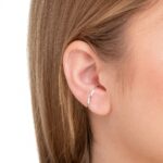 Brinco de prata 925 Ear Hook liso curvado com tarraxa 2,0 cm - Imagem 2