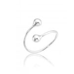 Anel de prata 925 falange ajustável duas bolinhas paralelas