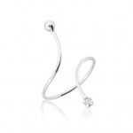 Anel de prata 925 ajustável fio bolinha e zircônia cristal