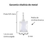 Pingente de prata 925 mini zircônia retangular cristal - Imagem 3