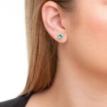 Brinco de prata 925 zircônia redonda azul turmalina 6,0 mm - Imagem 2