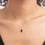 Pingente de prata 925 mini zircônia retangular preta - Imagem 2