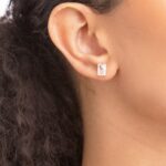 Brinco de prata 925 zircônia quadrada cristal 8 mm - Imagem 2