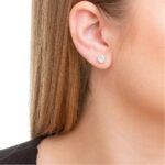 Brinco de prata 925 zircônia redonda cristal 6,0 mm - Imagem 2