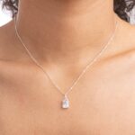 Pingente de prata 925 mini zircônia retangular cristal - Imagem 2