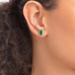 Brinco de prata 925 zircônia quadrada verde 8,0 mm - Imagem 2