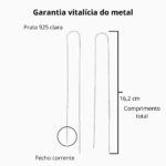 Brinco de prata 925 corrente lisa 16,2 cm - Imagem 3