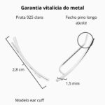 Brinco de prata 925 ear cuff fio liso 3 cm - Imagem 3