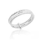 Anel de prata 925 aro triplo trançado e liso