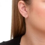 Brinco de prata 925 Ear Hook fio torcido com tarraxa 2,4 cm - Imagem 2