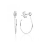 Brinco de prata 925 argola lisa com ponto de luz 2,1 cm