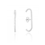 Brinco de prata 925 Ear Hook fio torcido com tarraxa 2,4 cm