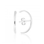 Brinco de prata 925 Ear Hook liso curvado com tarraxa 2,0 cm