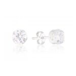 Brinco de prata 925 zircônia redonda cristal 6,0 mm