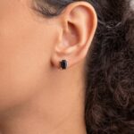 Brinco de prata 925 zircônia quadrada preta 8,0 mm - Imagem 2