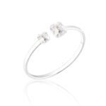 Anel de prata 925 ajustável duas zircônias quadradas cristais