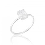 Anel de prata 925 zircônia oval cristal