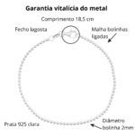 Pulseira de prata 925 bolinhas ligadas 2 mm - Imagem 3