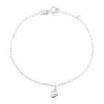 Pulseira de prata 925 coração pendurado abaulado