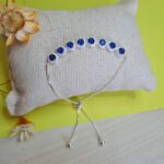 Pulseira de prata riviera ajustável oito zircônias azul escuro