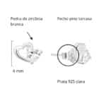 Brinco de prata 925 dois corações liso e com zircônia cristal - Imagem 3