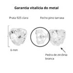 Brinco de prata 925 zircônia coração - Imagem 4