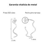 Brinco de prata 925 argola fio ondulado 2 cm - Imagem 5