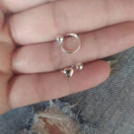 Piercing Pressão De Prata Coração E Bolinha - Imagem 2