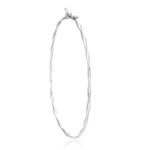 Bracelete de prata 925 oval liso fio levemente torcido fino 2 mm com fecho trava