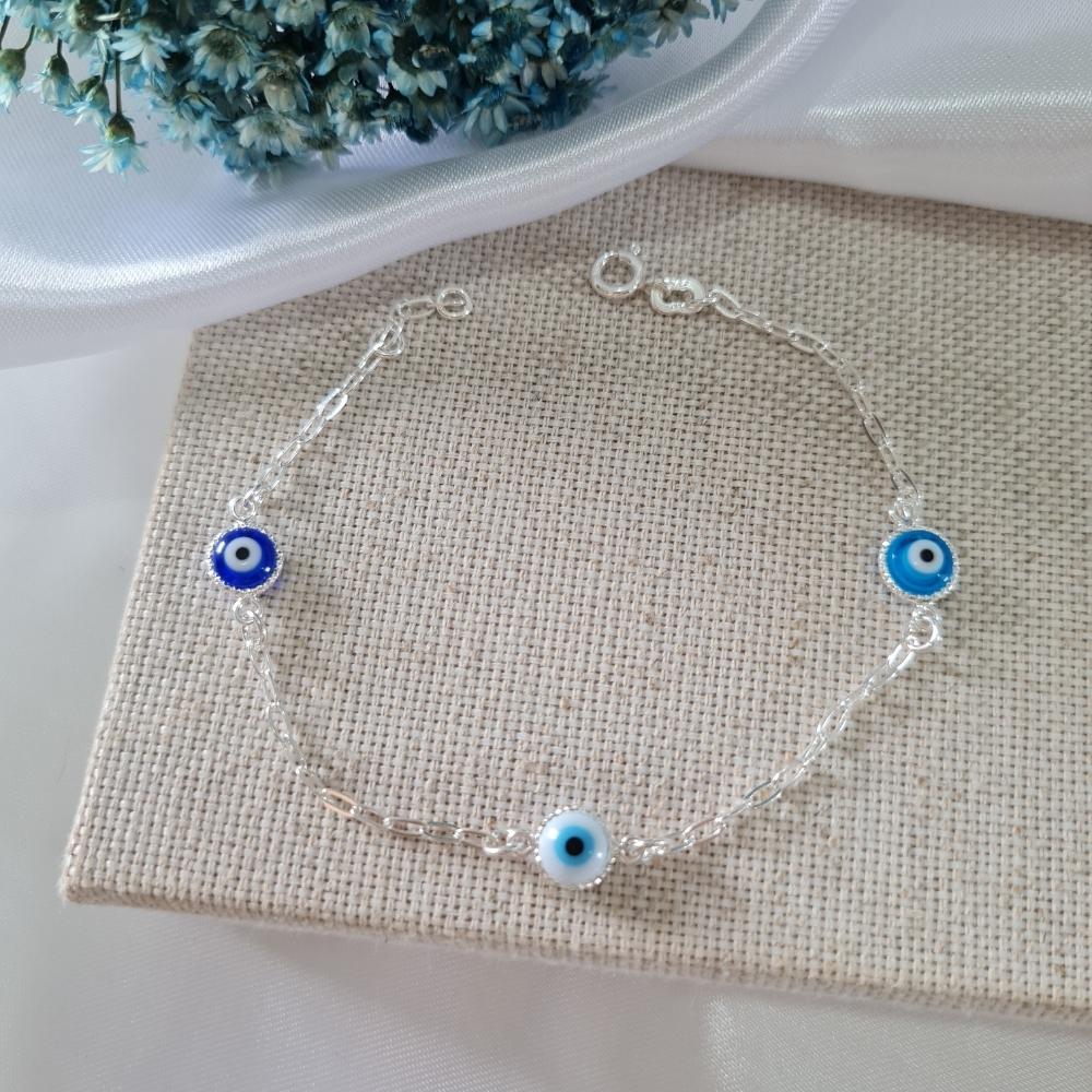 619537d3a631836d2b1bc65999b4916e.jpg Pulseira de prata 925 olho grego em tons de azul - Imagem 1