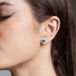 Brinco de prata 925 coração turmalina com borda cravejada com zircônias - Imagem 2