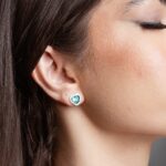 Brinco de prata 925 coração turmalina com borda cravejada com zircônias - Imagem 3