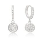 Brinco de prata 925 argola pequena cravejada chuveirinho maior pendurado