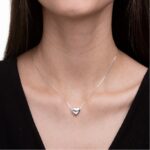 Colar de prata 925 coração liso dupla face - Imagem 2