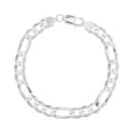 Pulseira de prata 925 masculina 3x1 Fígaro 8mm