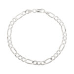 Pulseira de prata 925 masculina 3x1 Fígaro 5mm