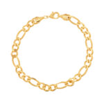Pulseira masculina 3x1 Fígaro 6mm banhado a ouro 18K