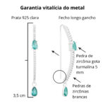 Brinco de prata 925 gancho palito curvado cravejado zircônias gota - várias cores - Imagem 6