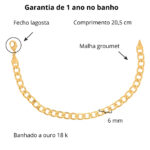 Pulseira masculina Groumet grossa 6mm banhado a ouro 18K - Imagem 3