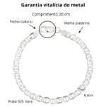 Pulseira de prata 925 masculina Piastrine latinha 6mm - Imagem 3