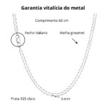 Corrente de prata 925 masculina Groumet 3mm 60cm - Imagem 3