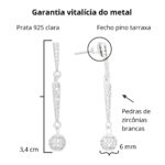 Brinco de prata 925 fio duplo e bolinha cravejada pendurada - Imagem 3