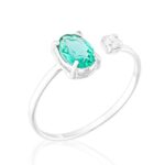 Anel de prata 925 ajustável zircônia oval turmalina paraíba e ponto de luz