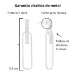 Brinco de prata 925 fio cravejado com argola oval longa - Imagem 3