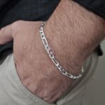 Pulseira de prata 925 masculina 3x1 Fígaro 5mm - Imagem 2